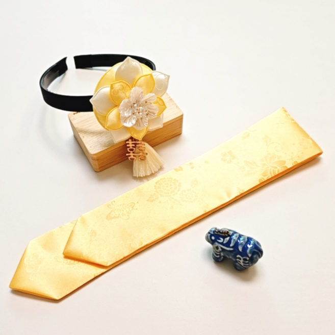 BEEU 비유 비단겹꽃 한복머리띠+댕기장식 세트 / 명절 설 추석 돌잔치 결혼식 예식 여성 여아 성인 한복 노리개 머리띠 머리장식 장신구 헤어장식 헤어악세사리 헤어액세서리