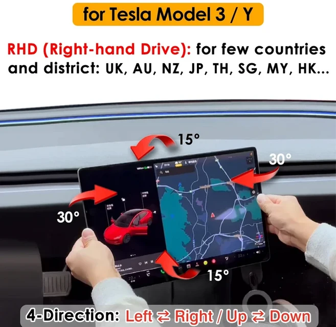 납품전문 GPS 네비게이션 회전 거치대 모델 Y / 3 스위블 마운트 키트 하이랜드 뉴 주니퍼 4 방향 스크린, 03 Normal 3 Y RHD