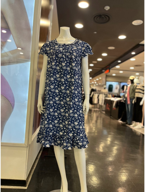 보디가드 네이비 잔꽃나염 여원피스 파자마 BGWEA407