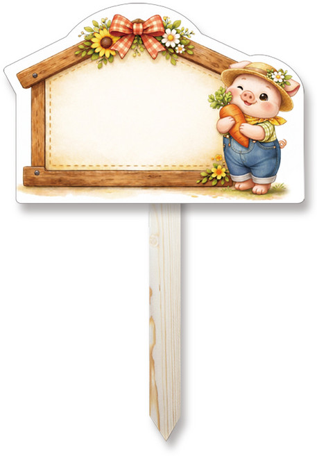 카리스팻말/화초이름표/수채화동물팻말3종/텃밭팻말/포맥스팻말/나무기둥, 대형돼지친구