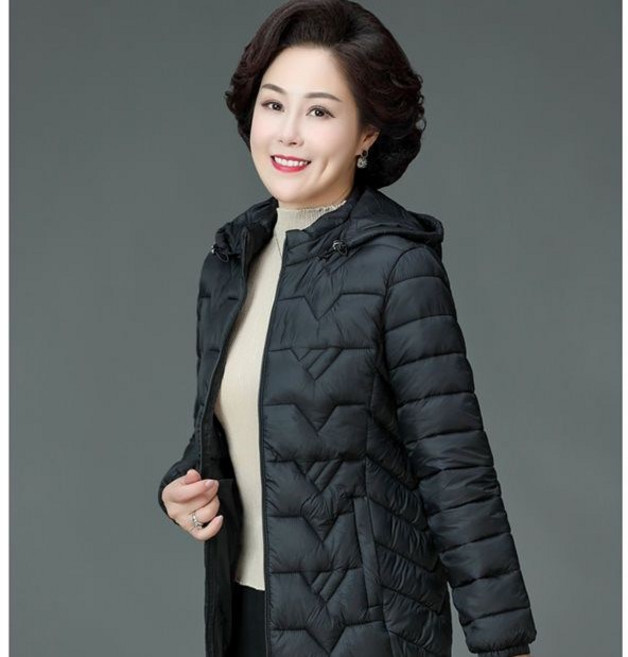 YAPOGI 여성 가을 겨울 심플 컴포트 유니크 지퍼 포켓 후드 경량 다운