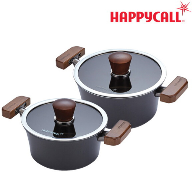 [해피콜] [본사직영] 그래핀 IH 냄비 2P 세트 (양손20/곰솥24), 혼합색상, 2개, 28cm
