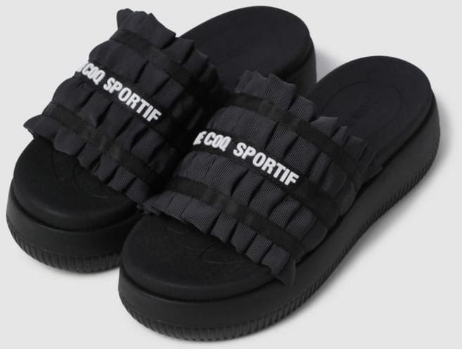 르꼬끄 러플 슬라이드 공용 쿠션 캐주얼 여름 슬리퍼 블랙 백화점정품