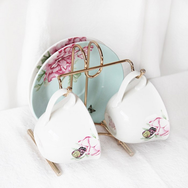 에라토 골드 실버 찻잔 커피잔 거치대 수납 걸이 정리대, 1개