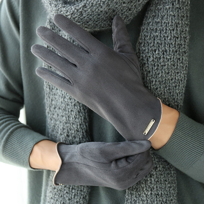 스웨이드 장갑 겨울 기모 남성용 기모 방한용 손가락 터치스크린 드라이브