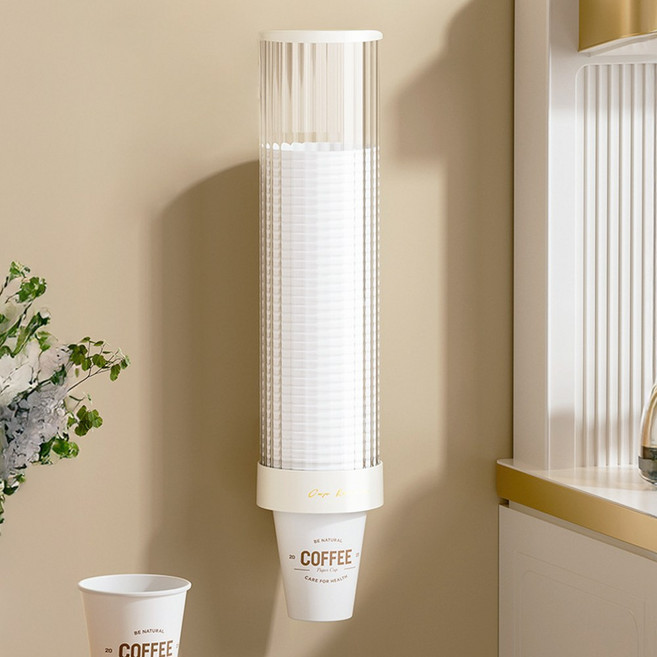 세일론 설치가 간편한 무타공 부착식 벽걸이 종이컵 디스펜서, 1개, 화이트