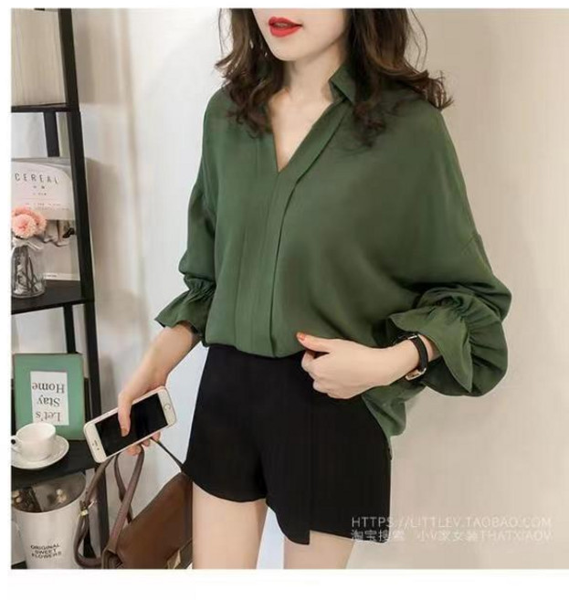 여성 데일리 빅사이즈 루즈핏 카라넥 언발 긴팔 블라우스