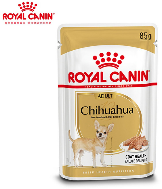 ROYAL CANIN 皇家飼料 成犬, 12個, CHW吉娃娃主食濕糧85g,1盒12包, 85g, 乾明太魚+綠唇貽貝