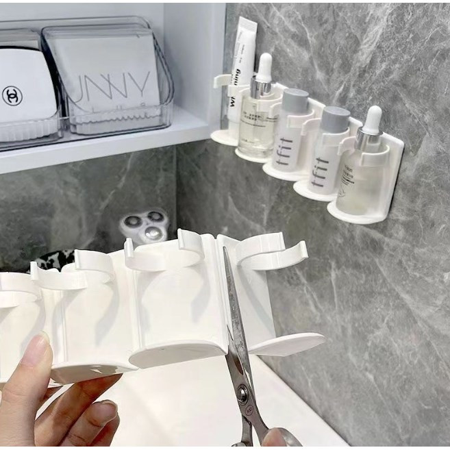 무타공 받침대 욕실 부착식 화장품 정리 수납, 화이트, 4개