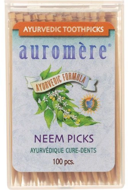 아우로메르 아유르베다 님 이쑤시개 - 비건 천연 비GMO Auromere Ayurvedic Neem Toothpicks - Vegan Natural Non GMO Made, 100개(12팩), 1개 - 쿠팡