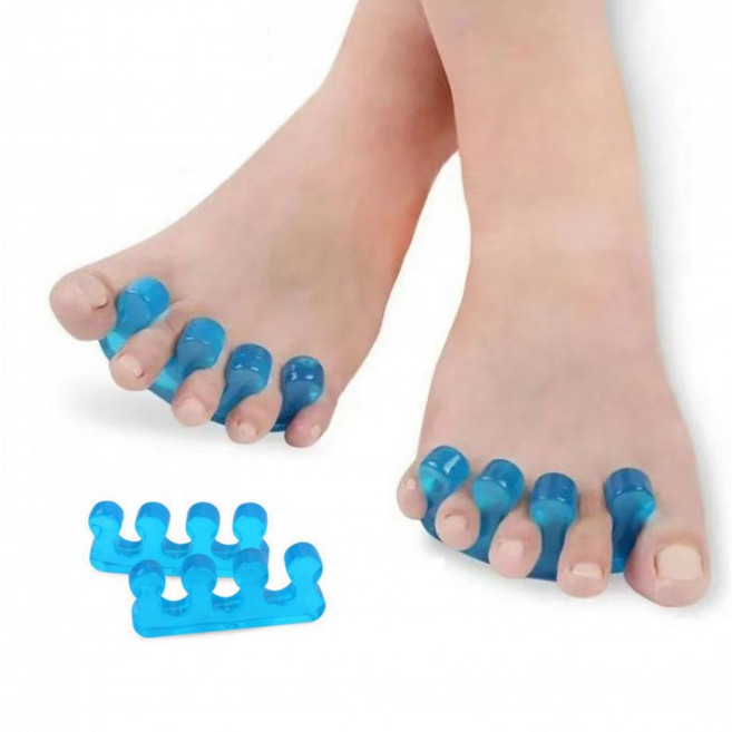 실리콘 발가락 교정기 한쌍 분리 벌림 케어 족부 변형 교정, 블루, 1개