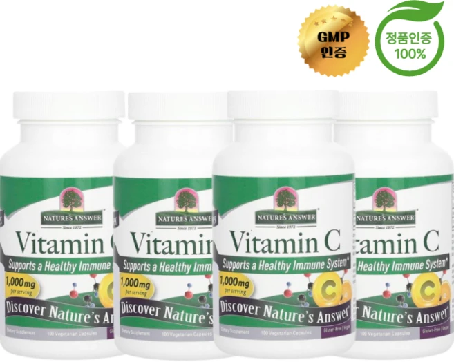 네이처스 앤서 4개X 비타민C 1000mg 베지 캡슐 100정, 4개 - 쿠팡