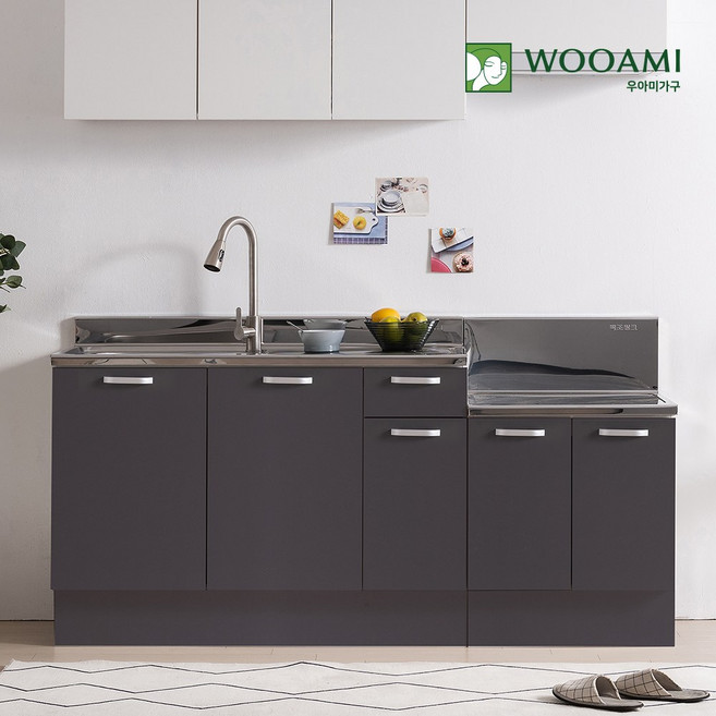 우아미가구 싱크대 300~1000 스텐 조리대 11colors, 500(우문), 블랙