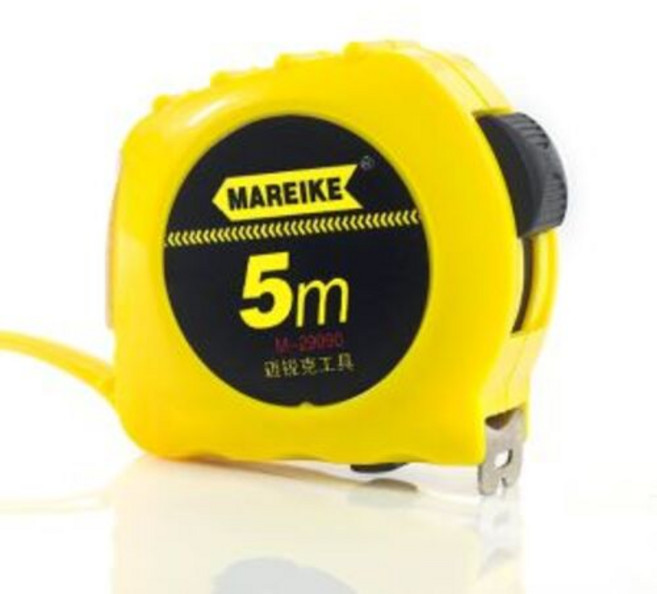 자동 줄자 옐로우 스톱기능 ABS+스텐 철재 벨트 휴대용 5M, 1개