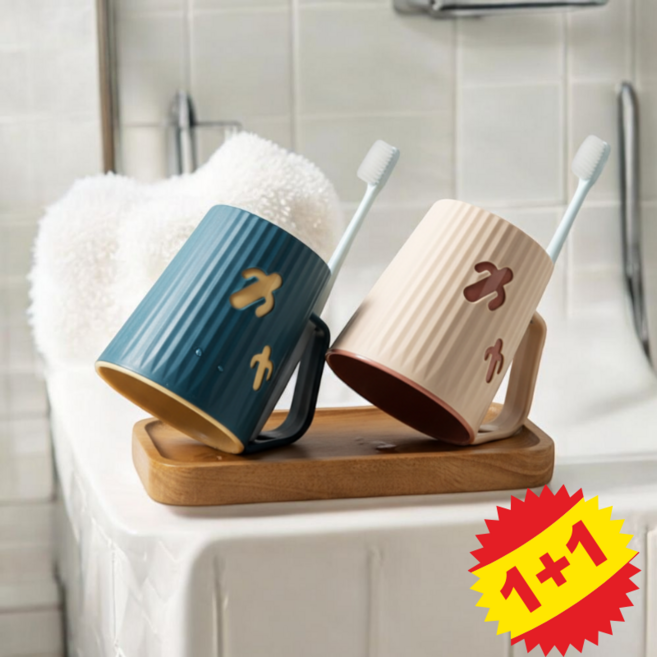 생활공감 선인장 파스텔 칫솔꽂이용 개인 양치컵, 네이비+핑크, 1세트