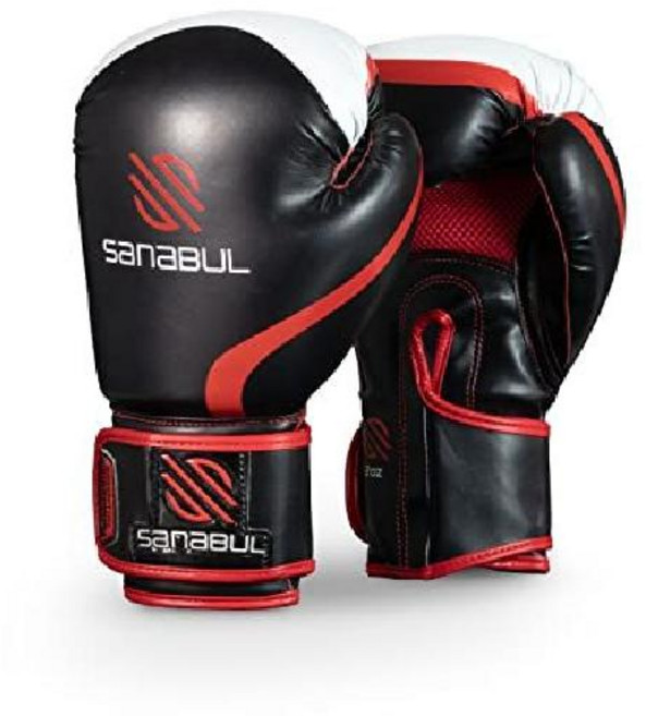 Sanabul 복싱 글러브 권투장갑 킥복싱 초보자용, 블랙/레드, 1개