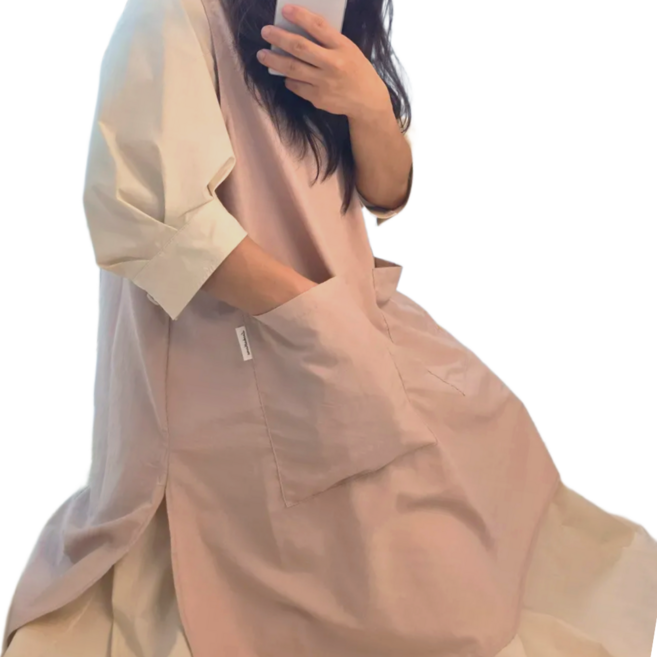 룩엣홈 어린이집 유치원 선생님 엉덩이 덮는 빅사이즈 가벼운 여름 앞치마, 베이비핑크(babypink)특대형140사이즈, 1개