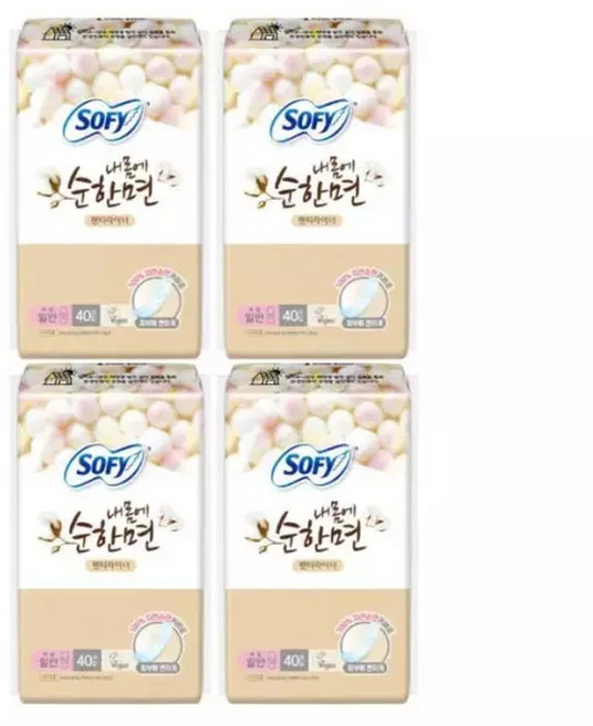 쏘피 생리대 팬티라이너 일반 내몸에순한면 40매 X 4, 40매입, 4세트
