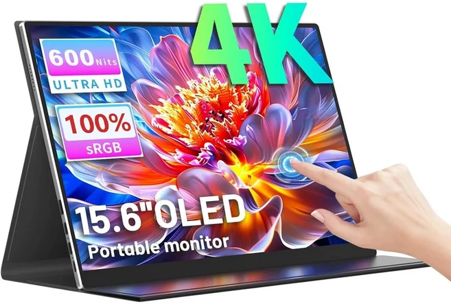 TUHUI 4K 터치스크린 휴대용 모니터 15.6인치 3840 x 2160 HDMI 타입-C 게이밍 디스플레이 메탈 Xbox 스위, 01 빠른, 01 15.6 Inch 4K Touch, 1