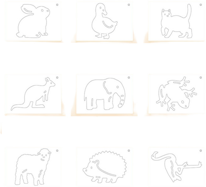 물세척 재사용 스텐실 카드 동물 도안 9종세트 미술놀이 재료 주간보호센터, 1개