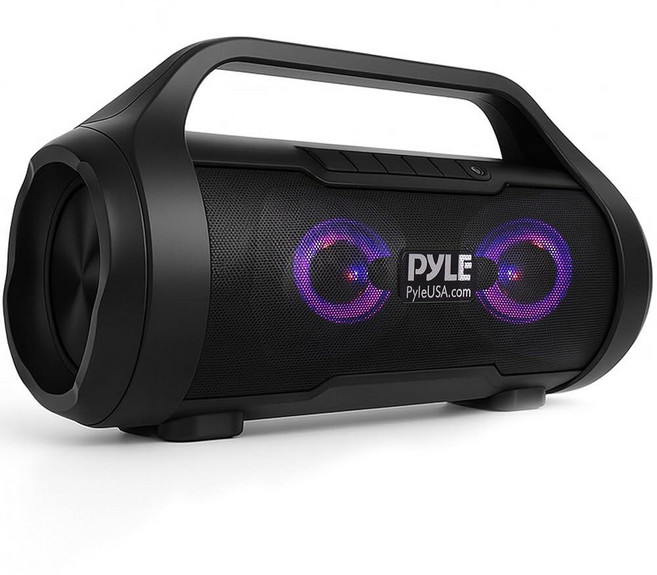 Pyle 붐박스 스피거 무선 휴대용 블루투스 500W 2.0CH 충전가능 배럴 라우드 스테레오 시스템 AUX 인풋/USB/SD/FM라디오/3인치 서브우퍼/보이스 컨트롤 포함 (