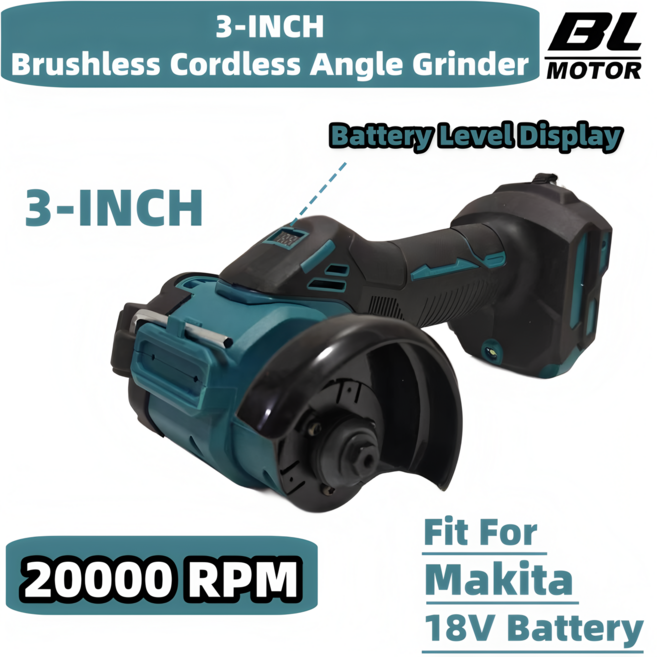 Fit Makita 18V 배터리 브러시리스 3인치 앵글 그라인더 절단기 20000RPM 무선 전기 연삭 절단 전동 공구, [01] 옵션1, 1