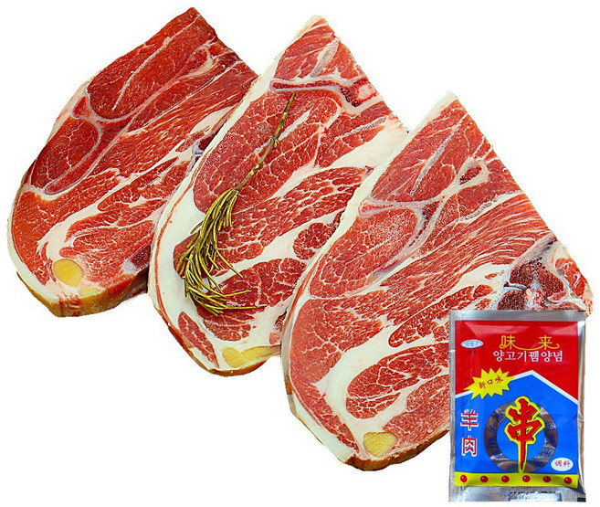 피에이미트마켓 양고기 양갈비 (양사각갈비 프렌치랙 숄더랙), 1개, 양갈비(사각갈비)500g+뀀양념30g