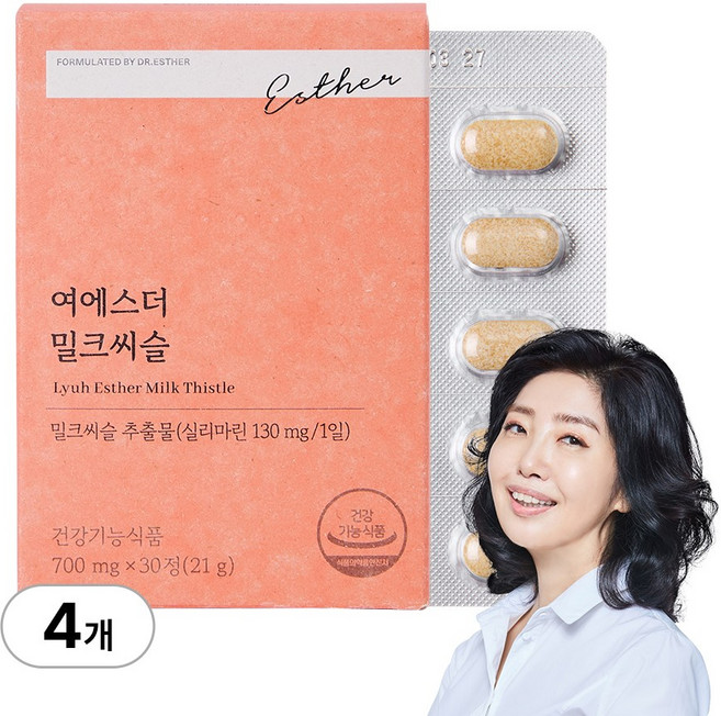 여에스더 밀크씨슬 실리마린 밀크씨슬추출물 260mg 국민영양 프로젝트, 4박스, 30정