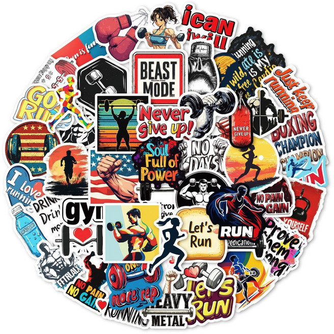 노트북 캐리어 꾸미기 스티커 50종 세트 스포츠 동호회, 러닝&헬스&권투, 1개