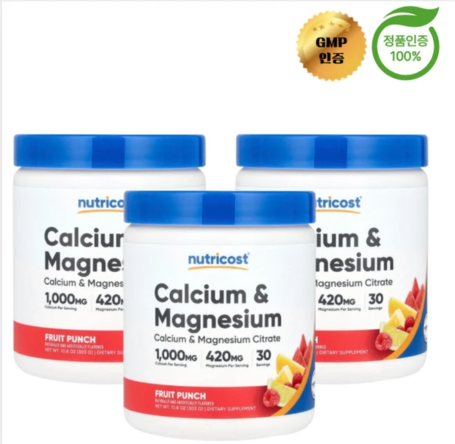 2+1 뉴트리코스트 칼슘 마그네슘 과일 펀치 303g, 3개 - 쿠팡