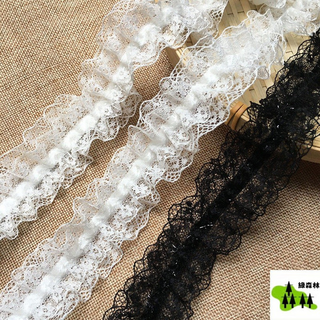 雙層黑白蕾絲花邊鬆緊帶 - 服裝輔料裝飾提花彈力橡皮筋 寬彩色條紋黑色束腰帶封腰扁柔軟內褲腰橡筋, 1個, 白色,1件半米 多拍連續