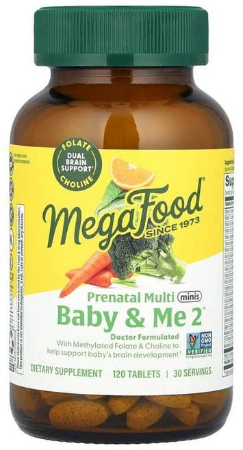 MegaFood Baby & Me 2™ 프리네이틀 멀티 미니 120정 MegaFood (메가푸드) - 쿠팡