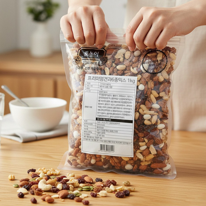 토농이 프리미엄 6종 믹스너트 대용량 견과류 모듬, 1개, 1kg