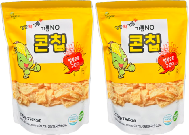 열풍으로 구웠다 열풍 확 기름 싹 기름NO 콘칩과자, 2개, 200g