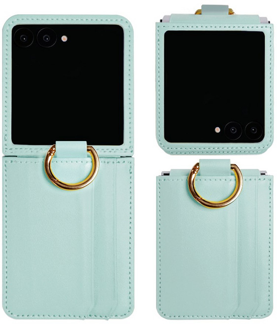 제루크 갤럭시 호환 Z플립 힌지보호 링홀더 소가죽 카드수납 지갑 케이스