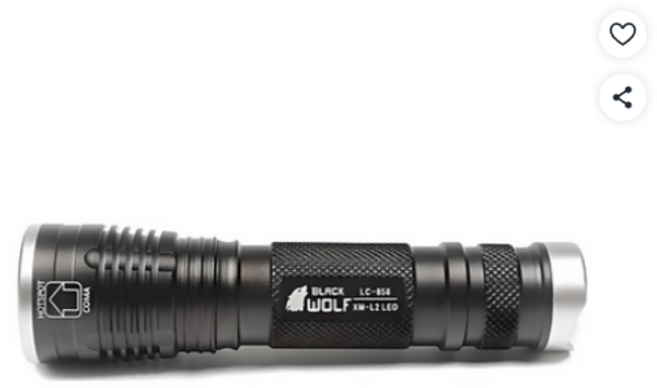 블랙울프 T6 미니줌 손전등 LC-858, ALL BLACK, 4개