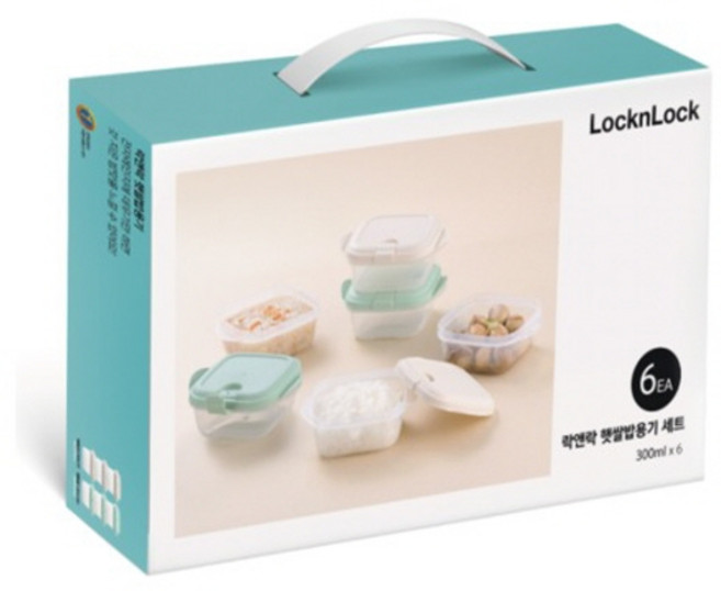 락앤락 햇쌀밥 반찬통 전자레인지 렌지 밀폐 통 냉동밥 보관용기 300ml, 락앤락햇쌀밥용기세트, 6개