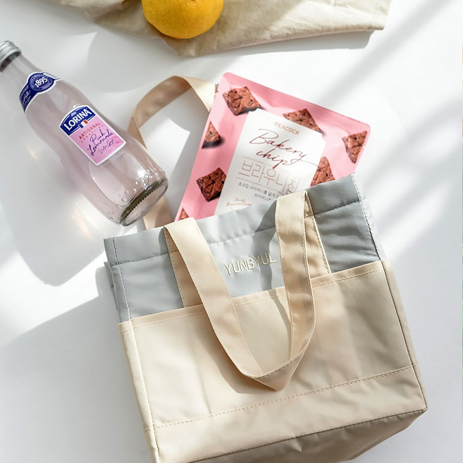 윤별 직장인 보온보냉 도시락 가방 런치백 지퍼형 쪼임형 캠핑 가방, 스카이