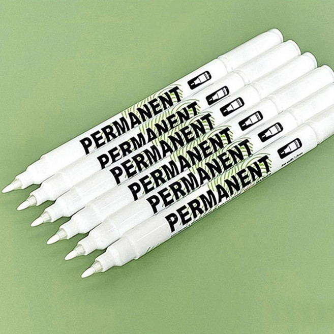 흰색 페인트펜 가는 1mm 금속 고무 마킹펜 유리 유성 보드 매직 문화 마카펜, 1개