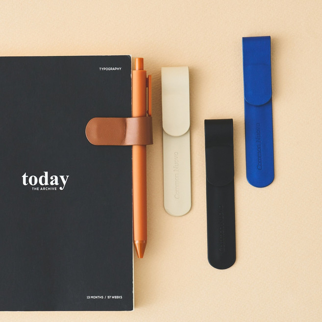 가죽 책갈피 겸 펜홀더 자석 북마크 다이어리 펜고정, 1개, 로얄 블루