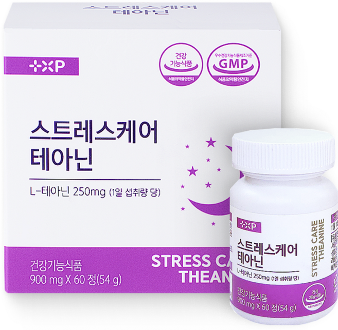 스트레스 인한 긴장 완화 차분 평온 일상 위한 릴렉스 케어 에 좋은 L 테아닌, 1박스, 60회분