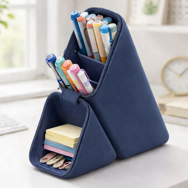 말랑 실리콘 스탠드 세워지는 필통, 1개, 블루