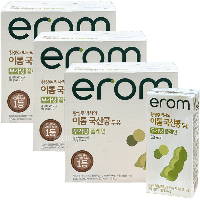 이롬 황성주박사의 국산콩 두유 무가당, 48개, 190ml