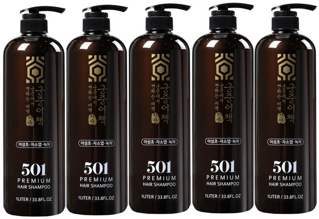 궁중어책 약산성 어성초샴푸 두피 모발 영양 저자극 어성초 녹차 자소엽 지성 대용량, 5개, 1L