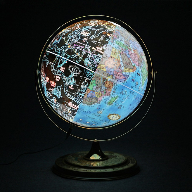 맵소프트 30cm 데스크 타임 조명 별자리 지구본 / 360도 회전 세계시차 학습용, 5번_30cm 블루 별자리 데스크 타임 지구본