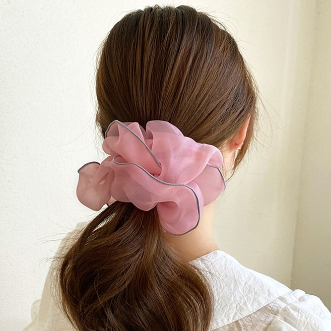 1/2구성 쉬폰 풍성 왕곱창 빅사이즈 스크런치 로우번 머리묶기 밴드 대형