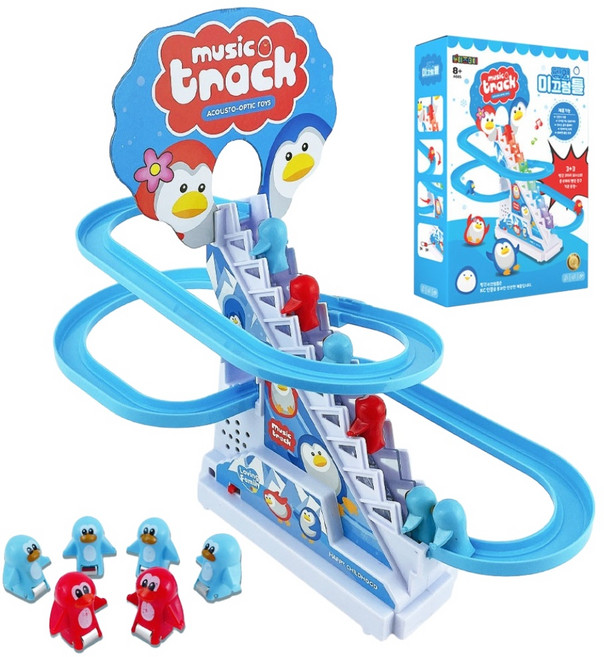 토이즈데이 펭귄 계단 미끄럼틀 롤러코스터 터미타임 트렉 레일 장난감 어린이 선물, 혼합색상, 1개