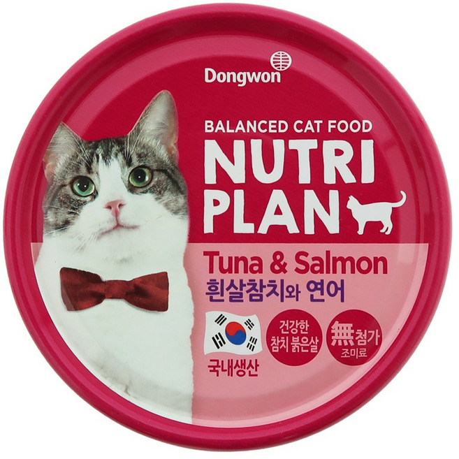 동원뉴트리플랜 고양이 간식 습식캔, 혼합맛(흰살참치/연어), 160g, 12개