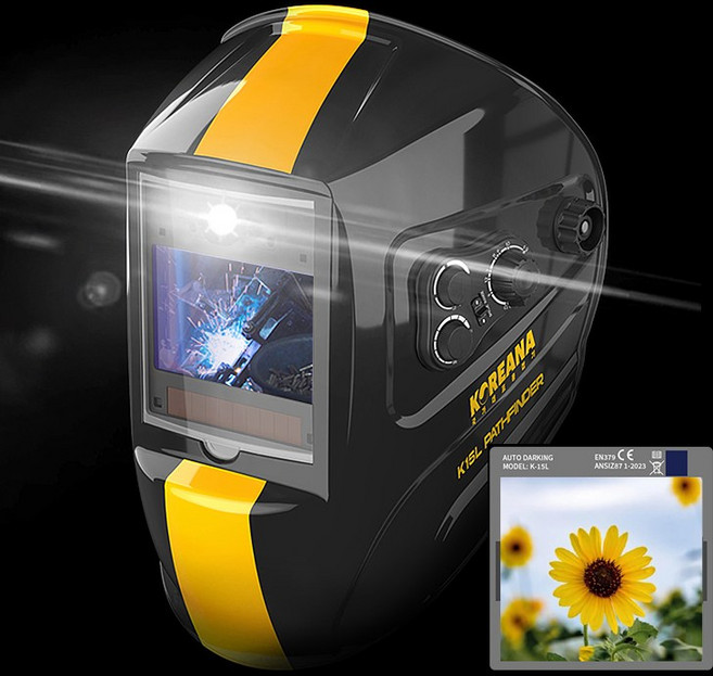 코리아나 LED 자동 용접면 패스파인더 트루컬러 용접 마스크 라이트 조명 헬멧 1/25000 고급, 1개