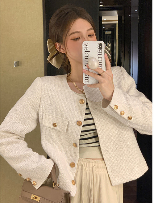 스타일닥터 여성 트위드코트 봄가을 슬림핏 하객룩 쇼 자켓